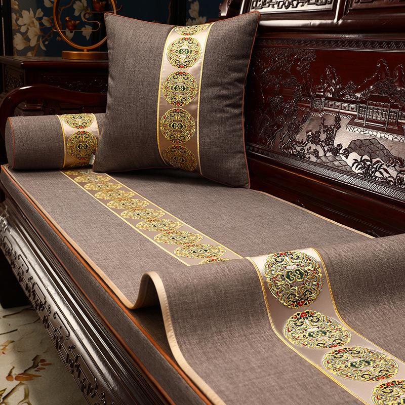 Chinese Mahogany Sofa Seat Cushion Cover Cloth Red Non-Slip Arhat Bed Cushion Sofa Towel Solid Wood Sofa Cushion Cover Towel