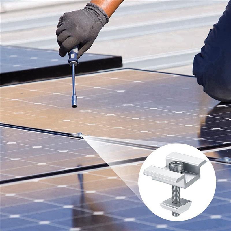 A03F-32Pack Solar Panel Mounting Brackets, Solar Panel End Clamps, Centre Clamps, For PV Solar Panel Solar Module 30Mm