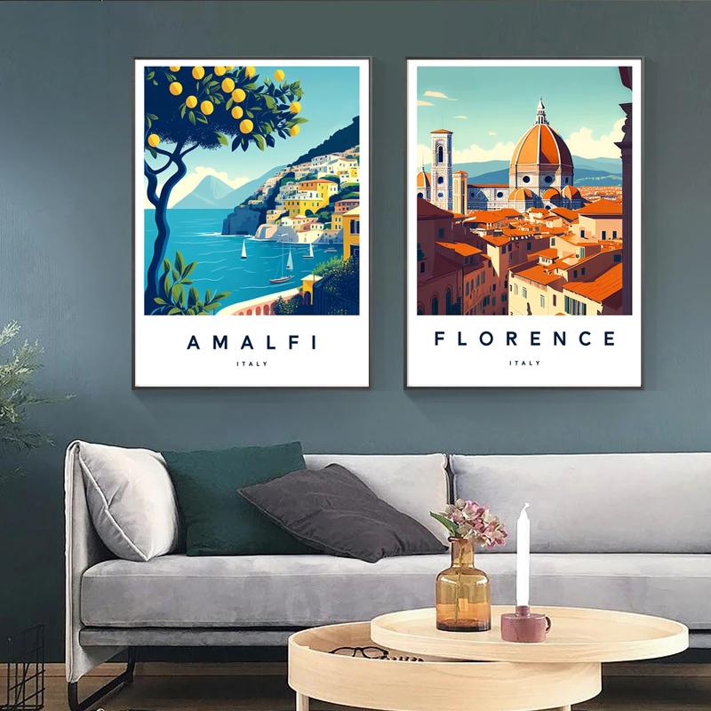 Florencija Italija Spaudinys Europa Kelionės Plakatas Roma Miestas Positano Plakatai Toskana Drobės Tapyba Sardinija Sienos Menas Biuras Namų Dekoras