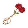 2pcs Sparkling Finish Cherry Keychain Red & Pink Key Ring Pendant Fruit Bag Charm  For Car Accessory