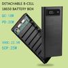 Scatola Porta Batteria 18650 Fai-da-te, Scatola Alimentatore Fai-da-te con Luci LED Supporto Custodia Funzioni di Ricarica PD/Ricarica Rapida