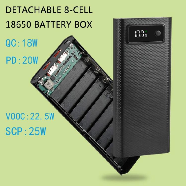 Scatola Porta Batteria 18650 Fai-da-te, Scatola Alimentatore Fai-da-te con Luci LED Supporto Custodia Funzioni di Ricarica PD/Ricarica Rapida