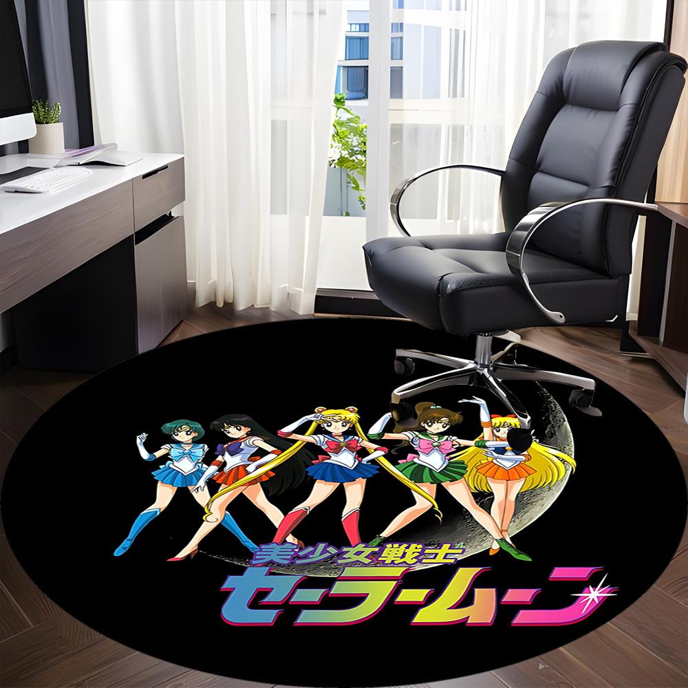 1PC Sailor Moon Office Round Rug - Perfect for Office or Study Decor, Non-Slip Backing, Decorative Floor Mat yy250916061