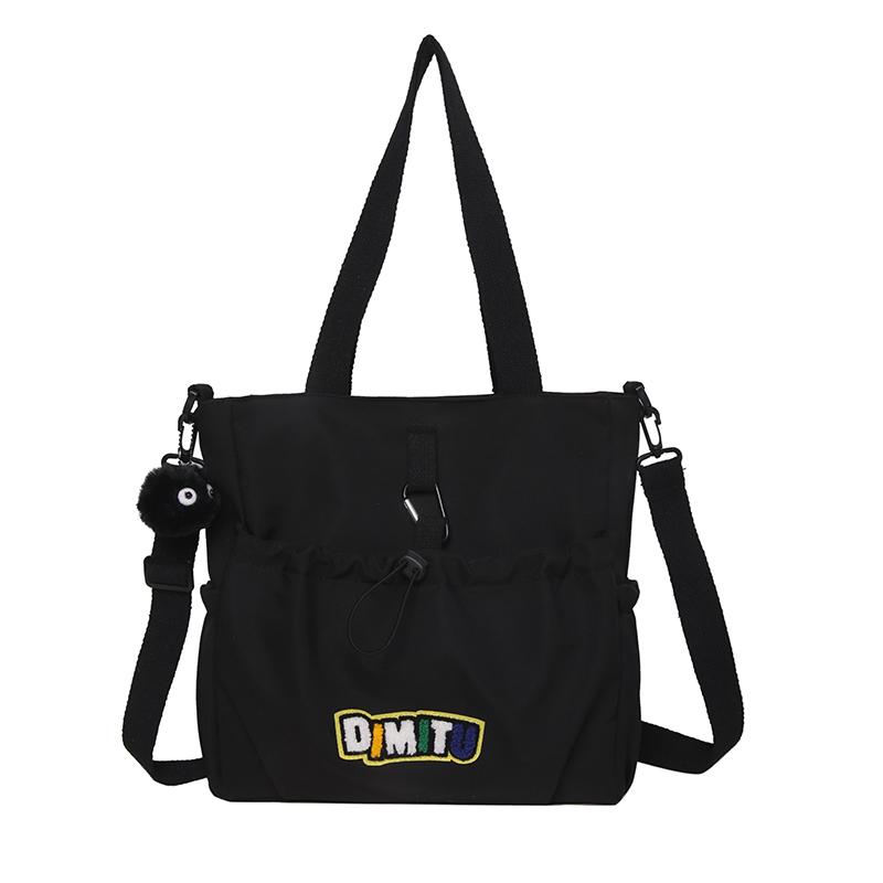 

Женская нейлоновая сумка, легкая сумка через плечо, однотонная дорожная сумка через плечо чёрный