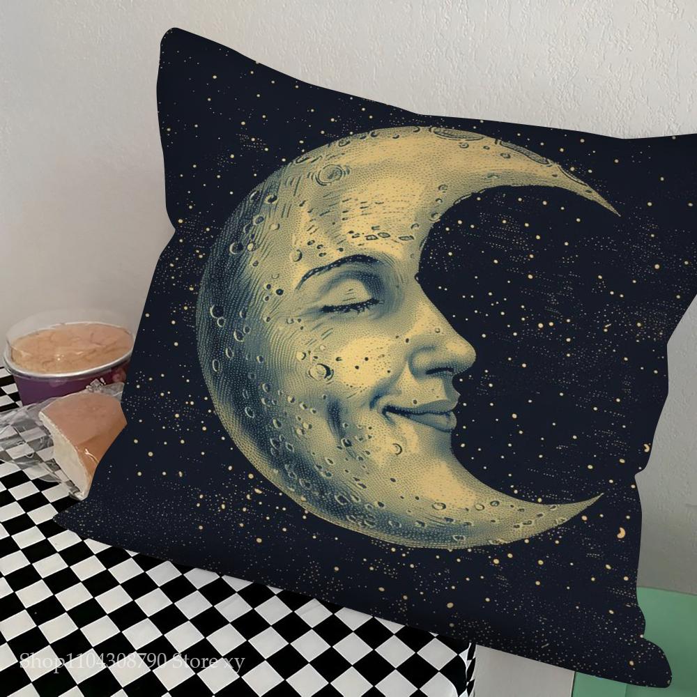 1pc Tarot Cute Sun Moon Art Pillow Case Square Bedroom Sofa Leisure Comfort Cushion Car Living Room Home Decoration