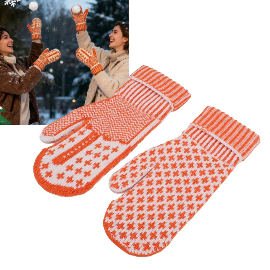 Funny Knitted Gloves, Thick Double Layer Warm Winter Mittens with   Middle Finger Design, for Adults Holiday Gifts and Outdoor Activities