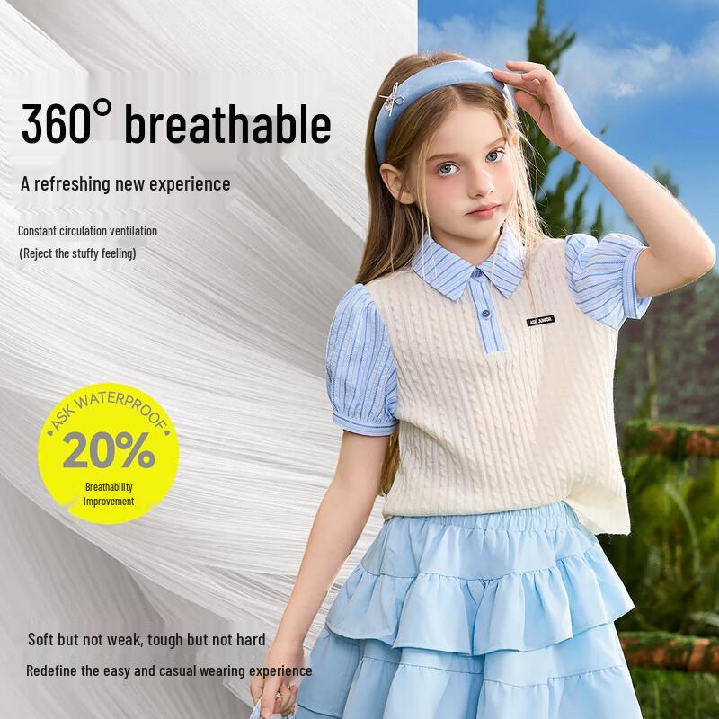 

ASK JUNIOR Girls Summer Short Sleeve Polo Shirt 140