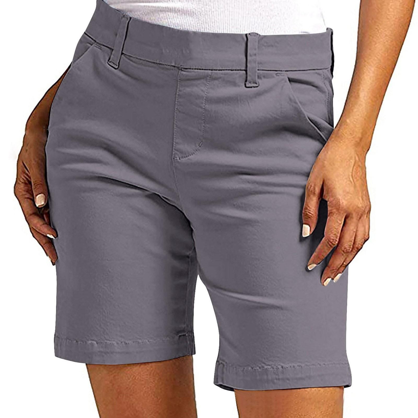 

Women’s Bermuda Shorts Casual Mid Rise Stretchy Waistband with Pockets and Belt Loops for Daily Wear and Outdoor Activities XL