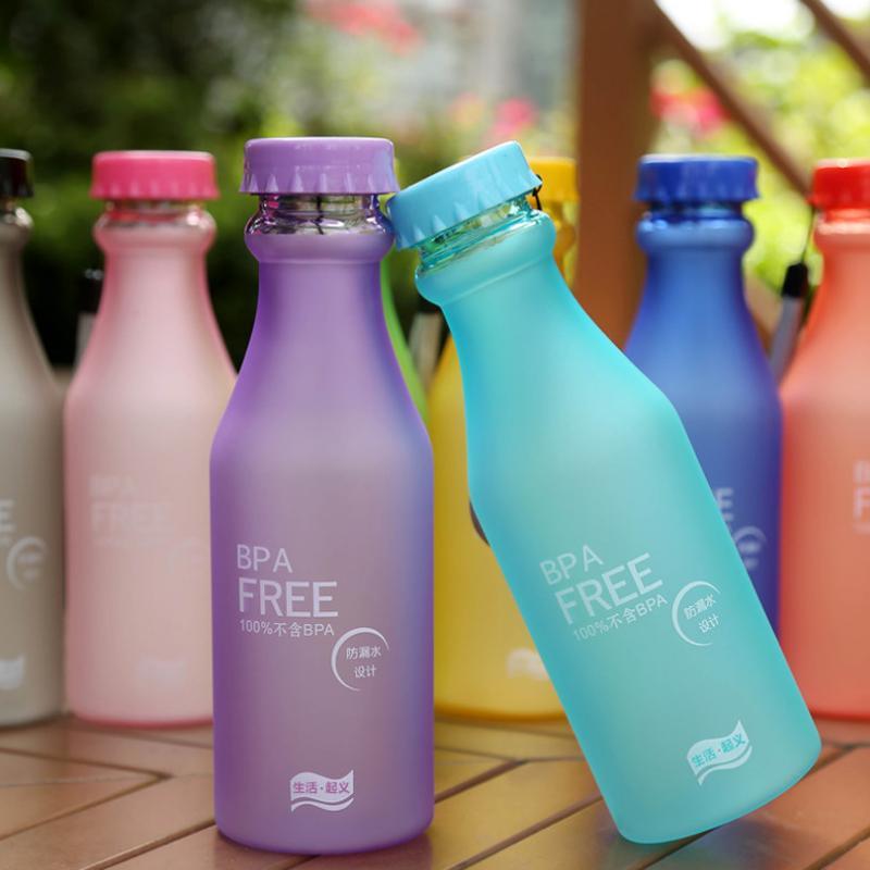 550ML Candy Color BPA Free Water Bottles Leak-proof Drinking Cup Kettle Outdoor Sports Water Bottle for Travel Running Camping