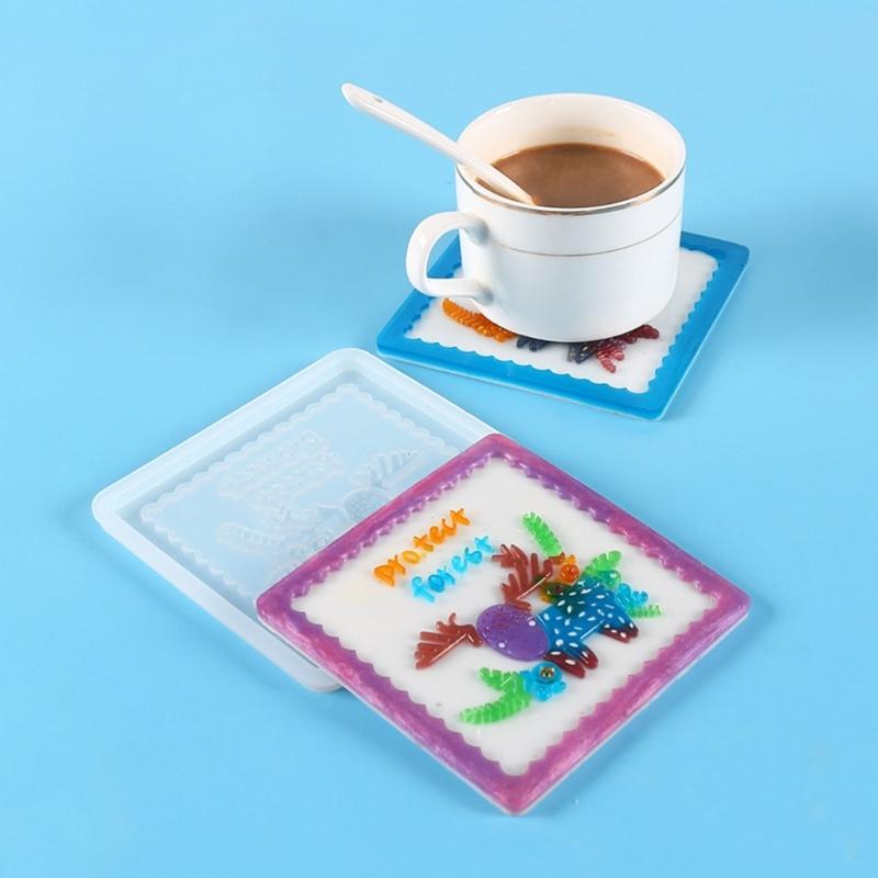 Matrițe pentru suporturi de pahar cu animale Matrițe din silicon pentru suporturi de pahar Matriță pentru suport de cană Matriță pătrată pentru turnare epoxy pentru suport de pahar din rășină Artă murală Decor pentru casă