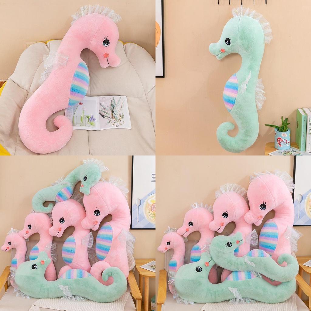 Colorful Seahorse Plush Toy Large Stuffed Animal Doll For Bedtime Cuddles And Leg Support Pillow