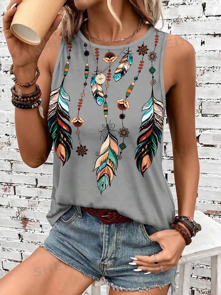 Outdoor Street Fashion Women's Sleeveless T-shirt Summer Casual Daily Crew Neck Tank Top Leopard Print Women's Elegant Tank Top