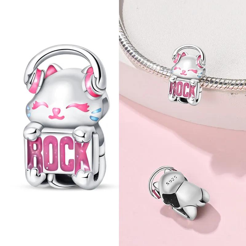 

copper Colors Music Cat Pink Love Music Myself Charm Bead Charms Bead Charms Compatible With Authentic Bracelets Do It Yourself Fine Jewellery Gift fo