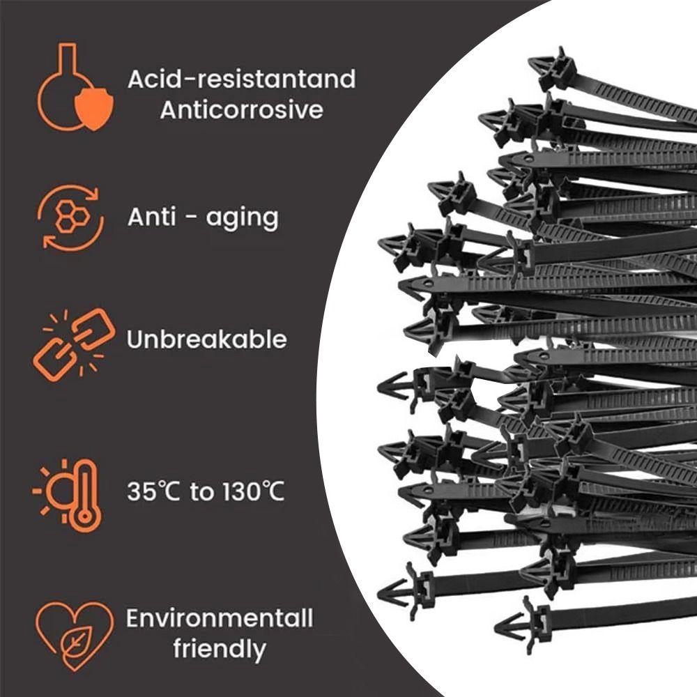 Multipurpose Universal Cable Tie Buckle Nylon Buckle Cable Tie Retainer Tie Holder Self-Locking Plastic Cable Ties Tool