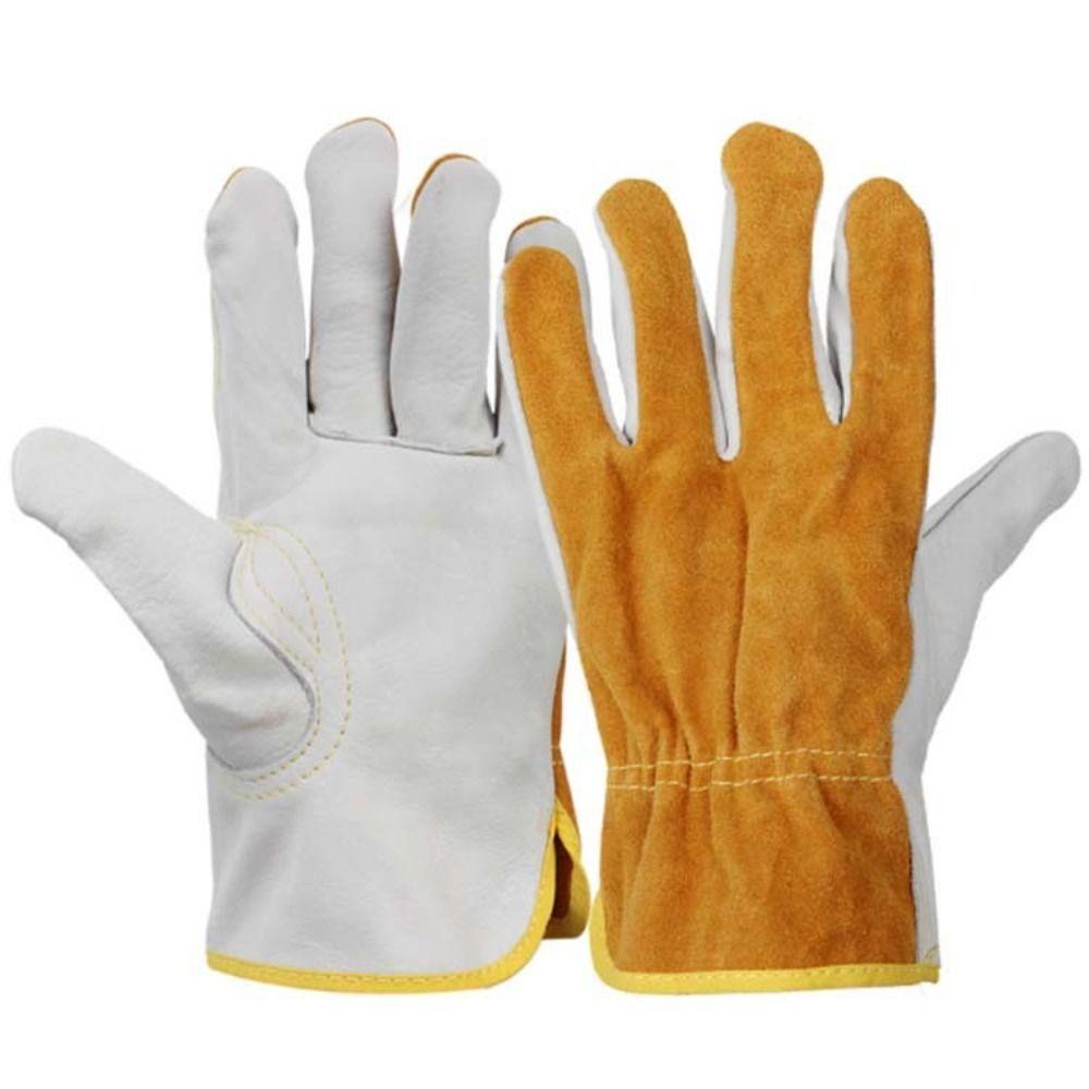 1 Pair Soft  Leather Welding Gloves Security Protection Welder Gloves  Driving  Farm Garden Welding