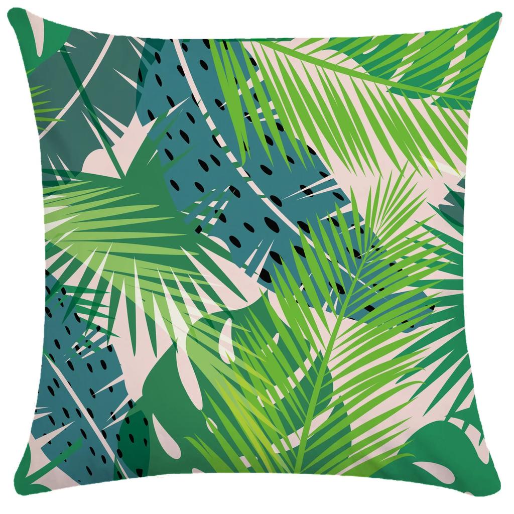 Plant Leaf Pillowcase Soft Short Plush Cushion Cover Tropical Rainforest Pillow Case Cushion Cover Throw Pillowcase 50X50 Pillow