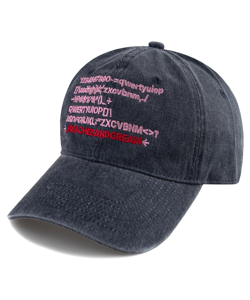 Bichiseuaenkeulim Text Pigment Ball Cap-Navy