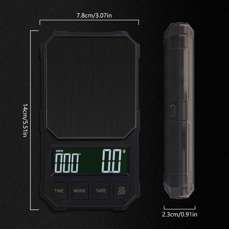 1kg/2kg Digital Display Coffee Scale Rechargeable Kitchen Electronic Scale Coffee Maker Tool Accurate Espresso Scale