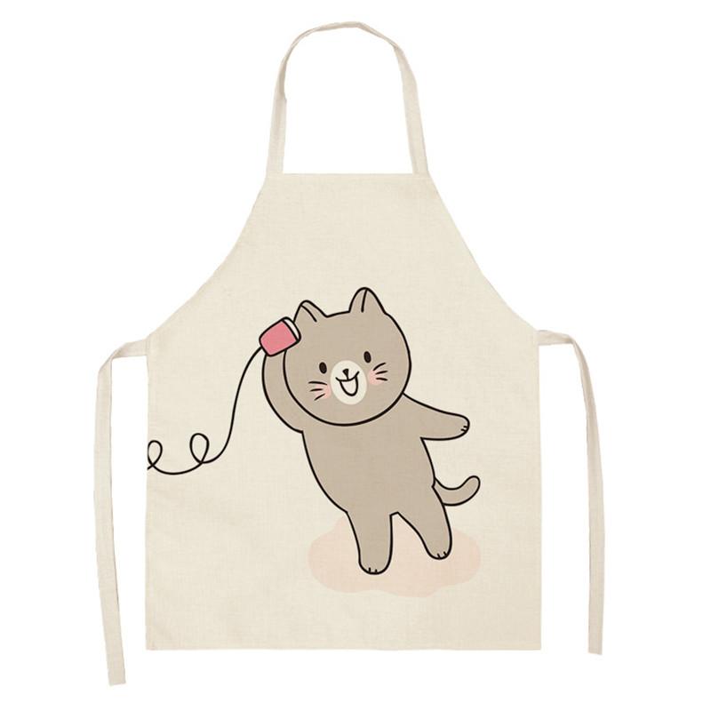 Cooking Home Kitchen Apron Cartoon Cat Print Sleeveless Color Apron Men Women Baking