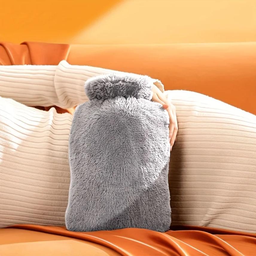 2000ml Winter Plush Hot Water Bag PVC Explosion proof and Heat resistant Hand Warm Waist Bag Suitable for Home Bedding Gifts