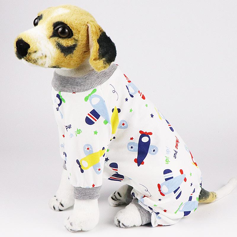 Pajamas Pet Cartoon Printed Cotton Small Dog Jumpsuit Coat Shirt Clothes For Teddy Small Dogs