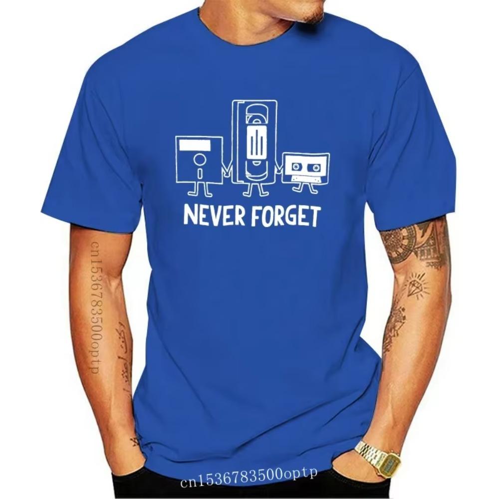 New Retro 1980s 1990s Never Forget Media Floppy Disk VHS Cassette Tape  T Shirt M