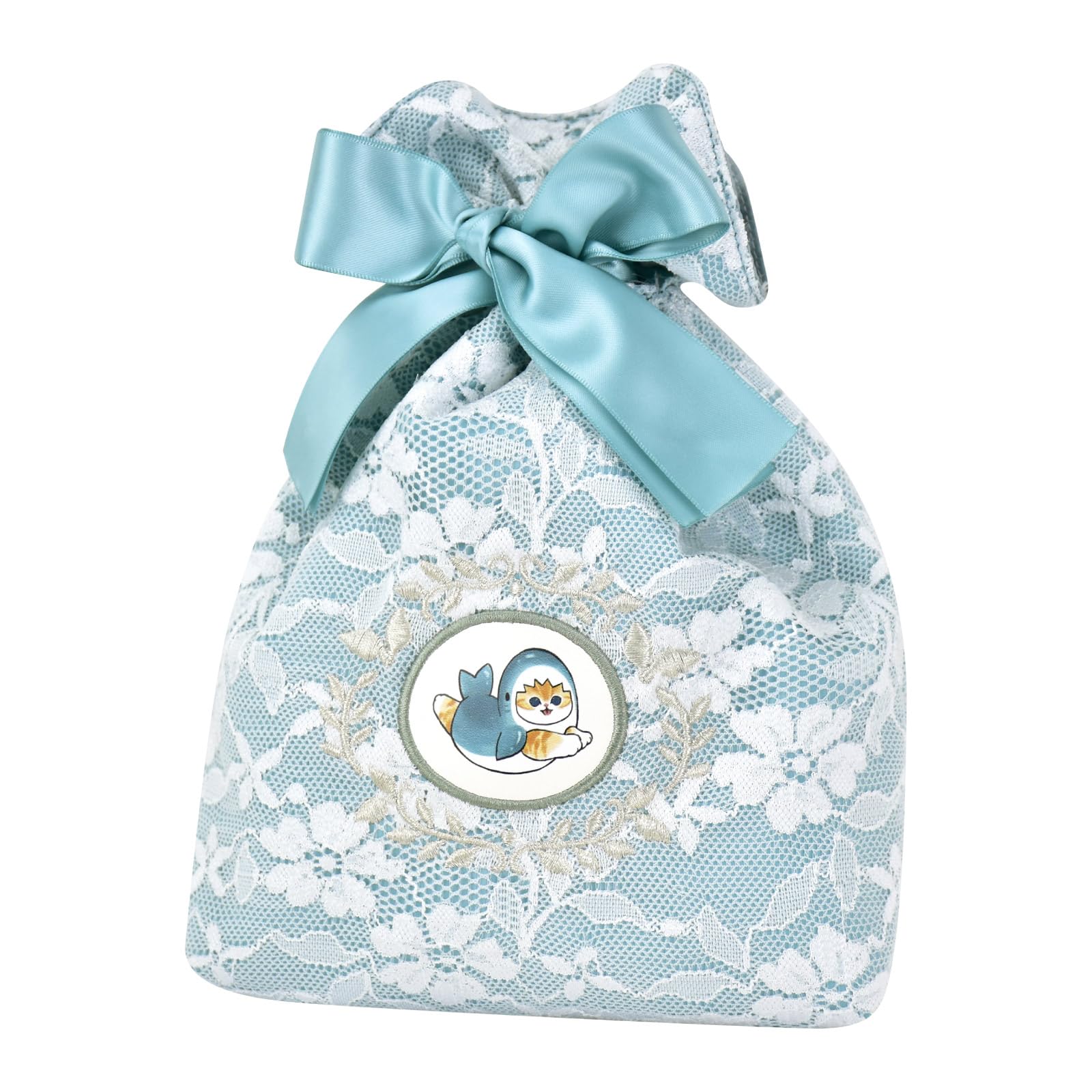 

Mofusand Drawstring Cosmetic Pouch with Embroidered Lace and Floral for Small and Cute Character Blue Pouch, Print, Items, Women s, Commuting, School,