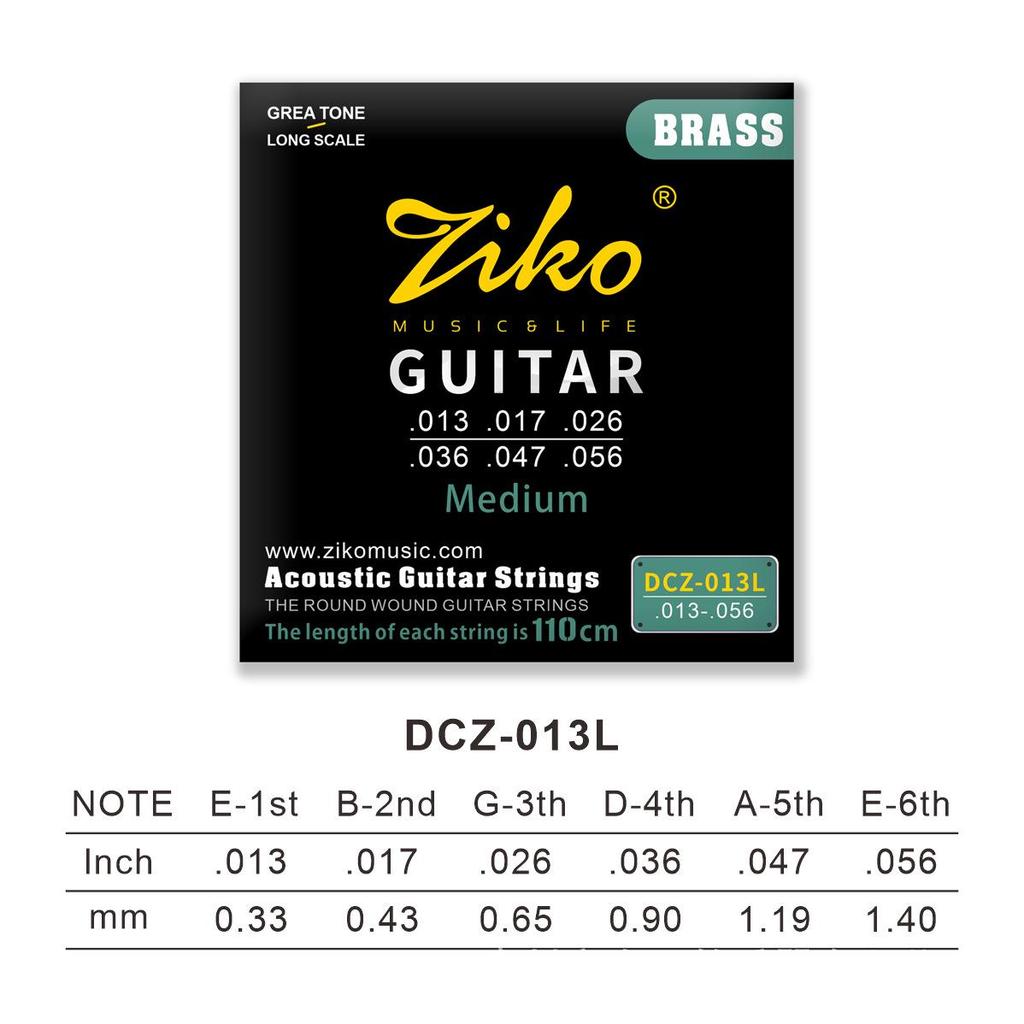 Corzi pentru chitară acustică ZIKO/Lio din bronz fosforos - Seria cu 6 corzi Folk/Cupru Roșu