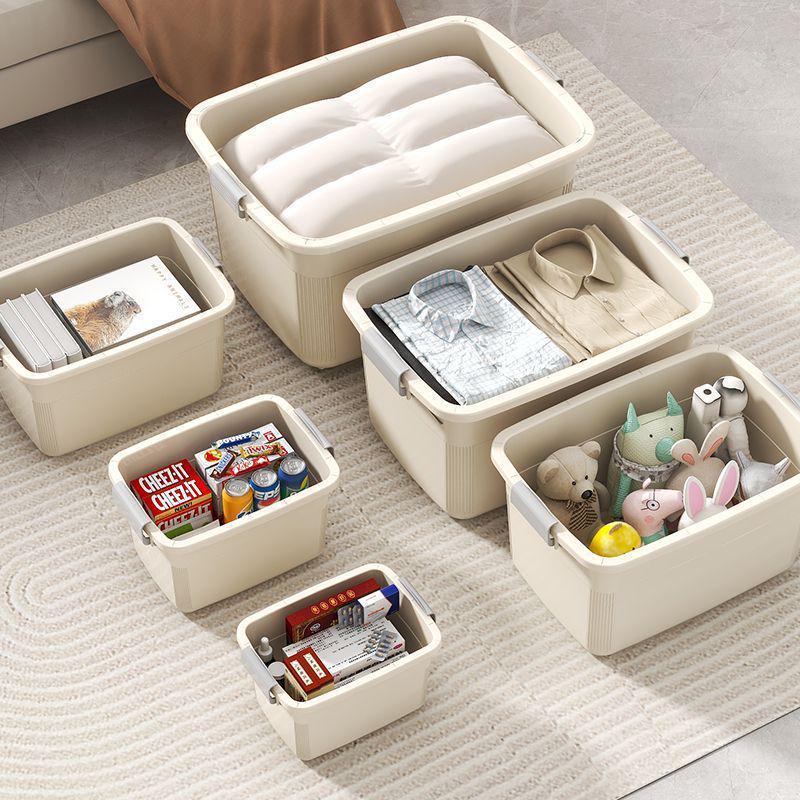 Extra Large Cream Storage Box for Books, Clothes, Quilts - Household Organization
