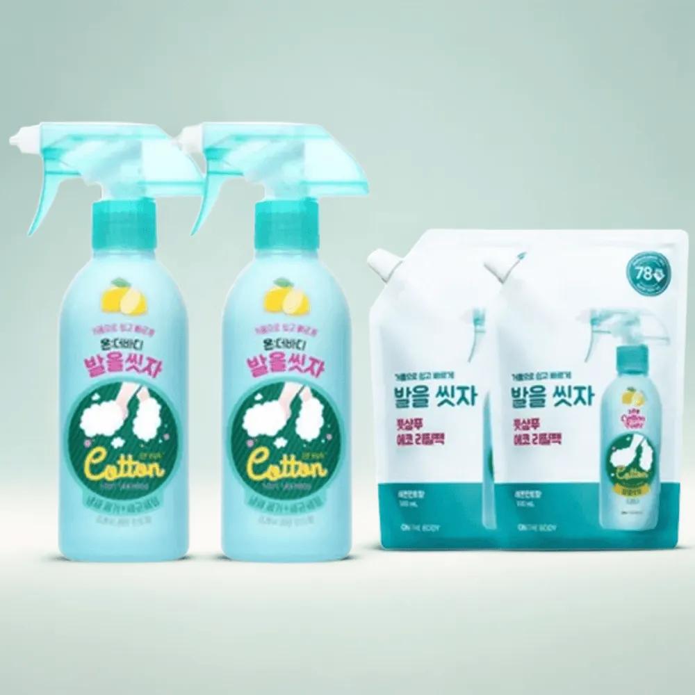 ON THE BODY Foot Shampoo Lemon 385ml x 2 + 500ml Refill x 2 Foot Odor Removal Foot Washing