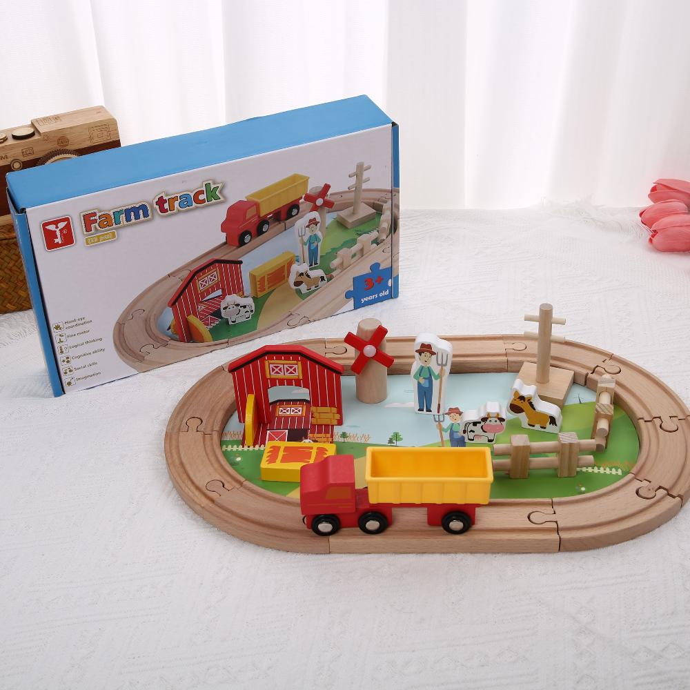 Wooden Rail Car Toy Children s Train Puzzle Assembly Early Education Toy Boy and Girl Birthday Gift Set