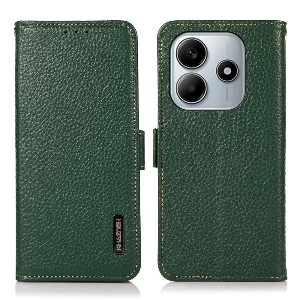 

Чехол для телефона KHAZNEH для Xiaomi Redmi Note 14 5G из натуральной коровьей кожи с блокировкой RFID Green