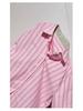 Women's Korean-Style Pink Striped Polo Long-Sleeve Shirt, Loose Fit, Versatile for Early Autumn