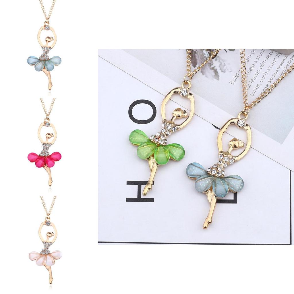 Stunning Fashion Crystal Gold Plated Ballet Dance Girl Angel Dancer Necklace