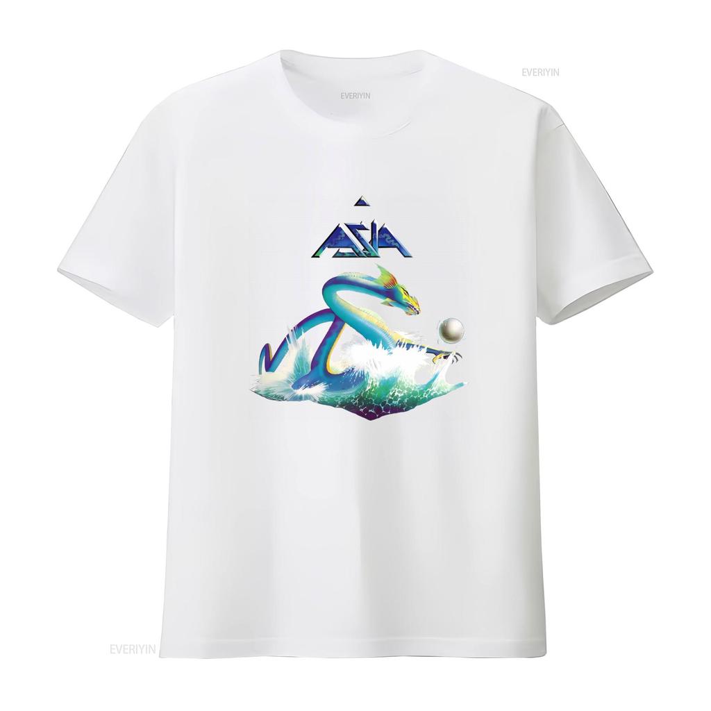 Vintage Asia Band Mens T Shirt Black S to 5XL Retro Design with Colorful Dragon and Wave Print vintage Washed homme Breathable