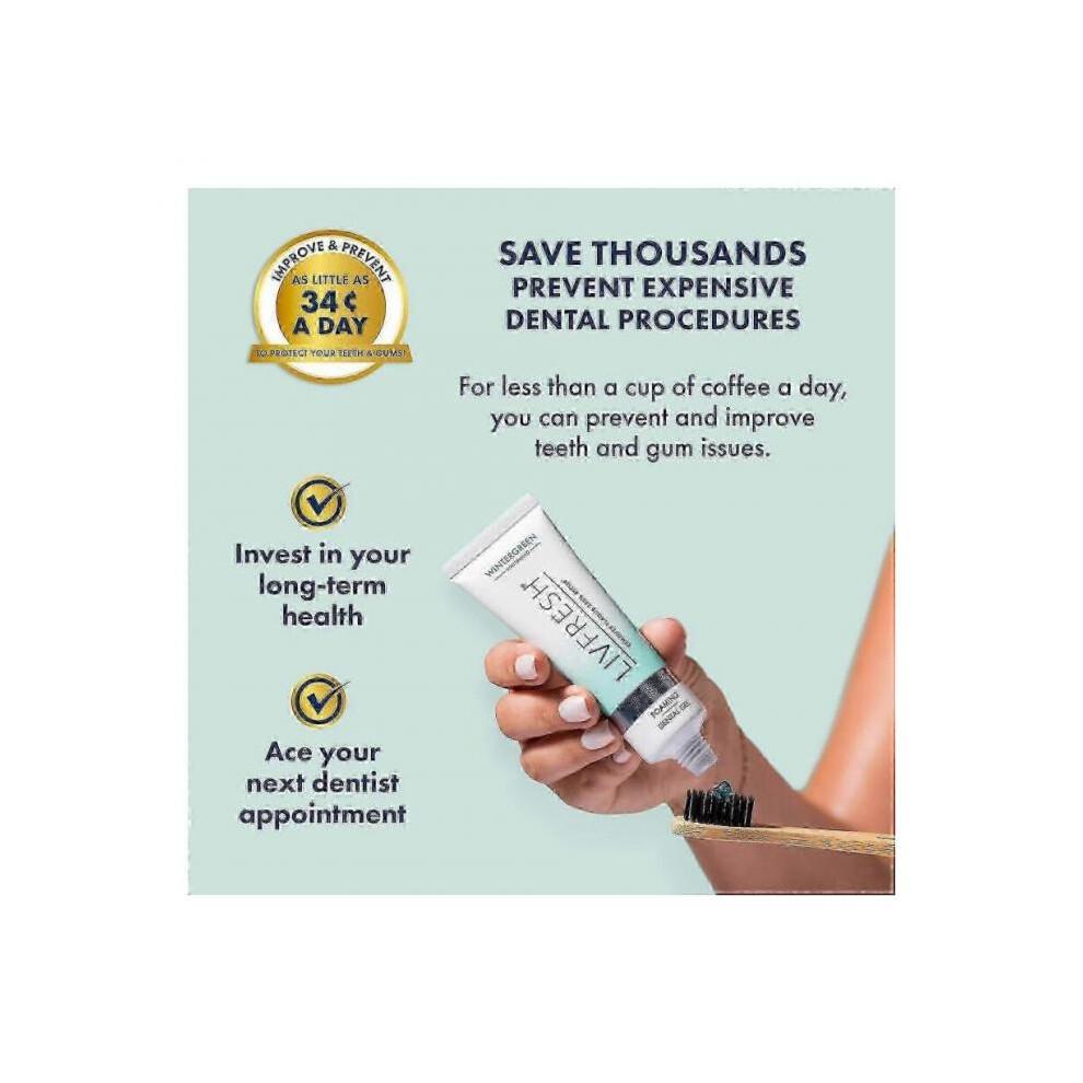 Gel de Pasta de Dentes Livfresh, Clinicamente Comprovado Para Remover Placa 250%