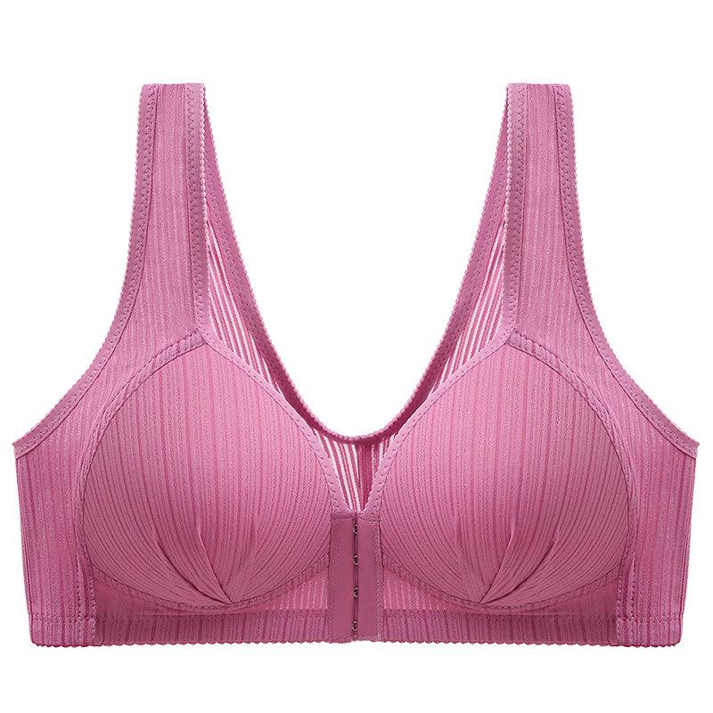 Plus Size Front Closure Wire-Free Push-Up Bra with Side Support for Mature Women