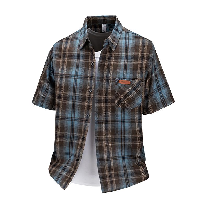 

Men s Plus Size Short Sleeved Shirt, Men s Summer Checkered Casual Inch Shirt, Half Sleeved Shirt 10XL кофейный