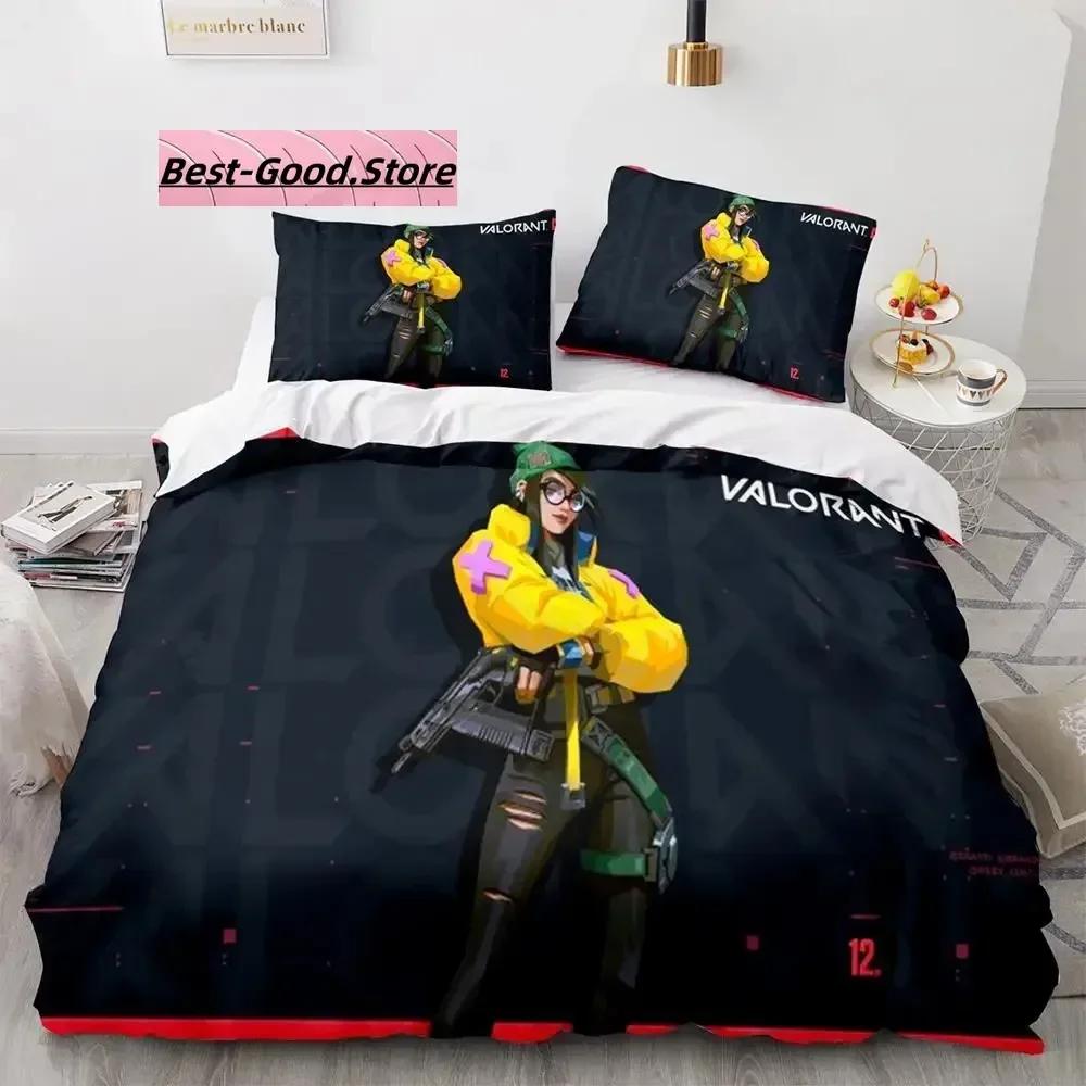 Gaming Valorant Beding Set Single Twin Ful Quen King-Sized Dimensionsd Dimensions Bed Linen Set Aldult Kid Bedrom Duvetcover Sets 3D Print Anime 039