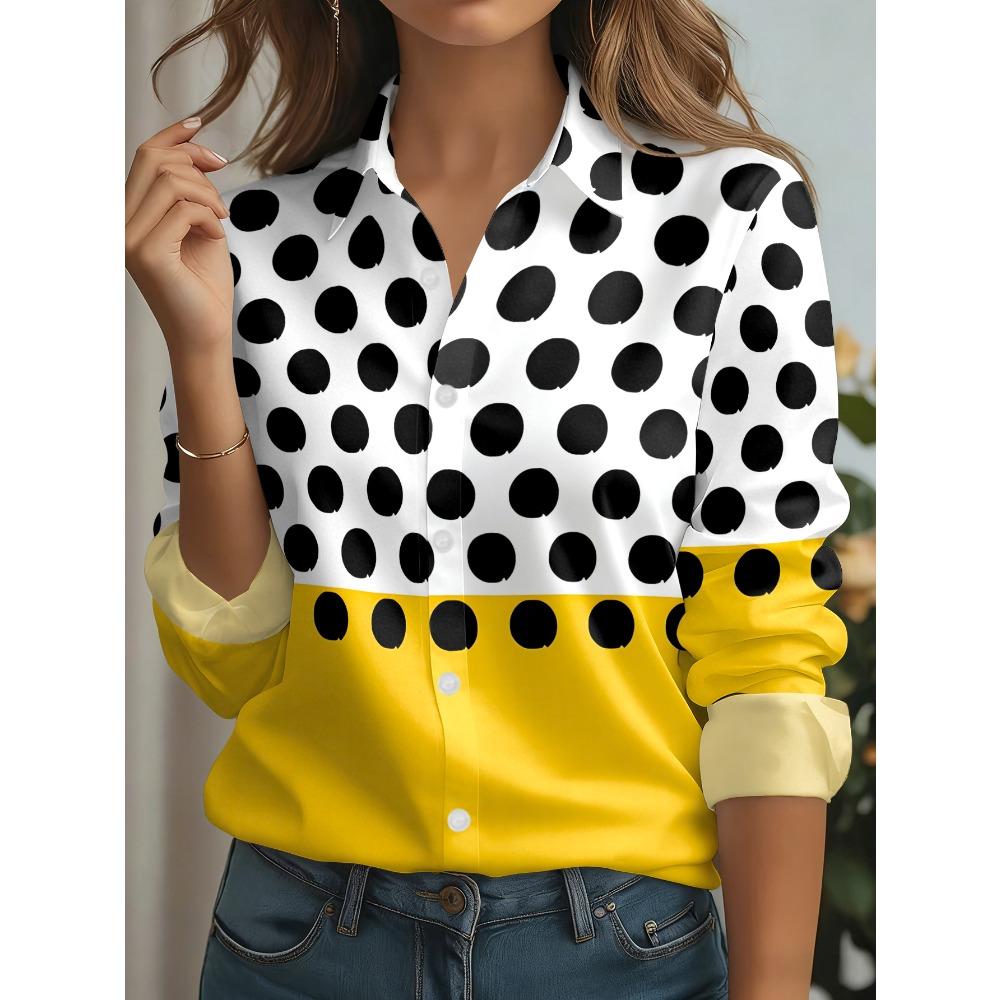 New Women's Casual Long-sleeved Shirt, Casual Versatile Lapel Button-down Shirt Top