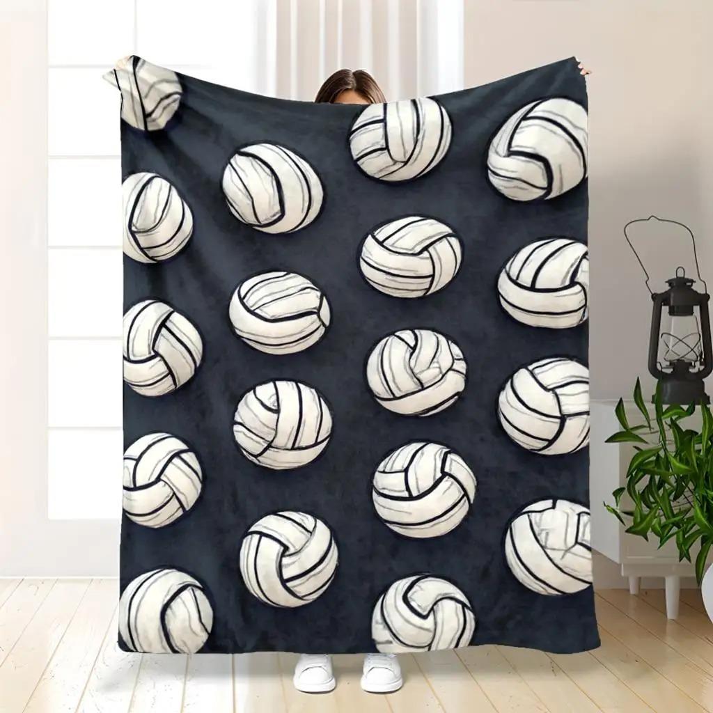 

Volleyball-Themed Flannel Blanket | Soft All-Season Comfort | Perfect for Sofa, Bed, Dorms, Sports Rooms 70x100cm білий