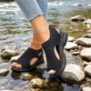 Women Plus Size Slip On Knit Open Toe Casual Sandals Lightweight Breathable Summer Shoes with Flexible Sole for Daily Wear