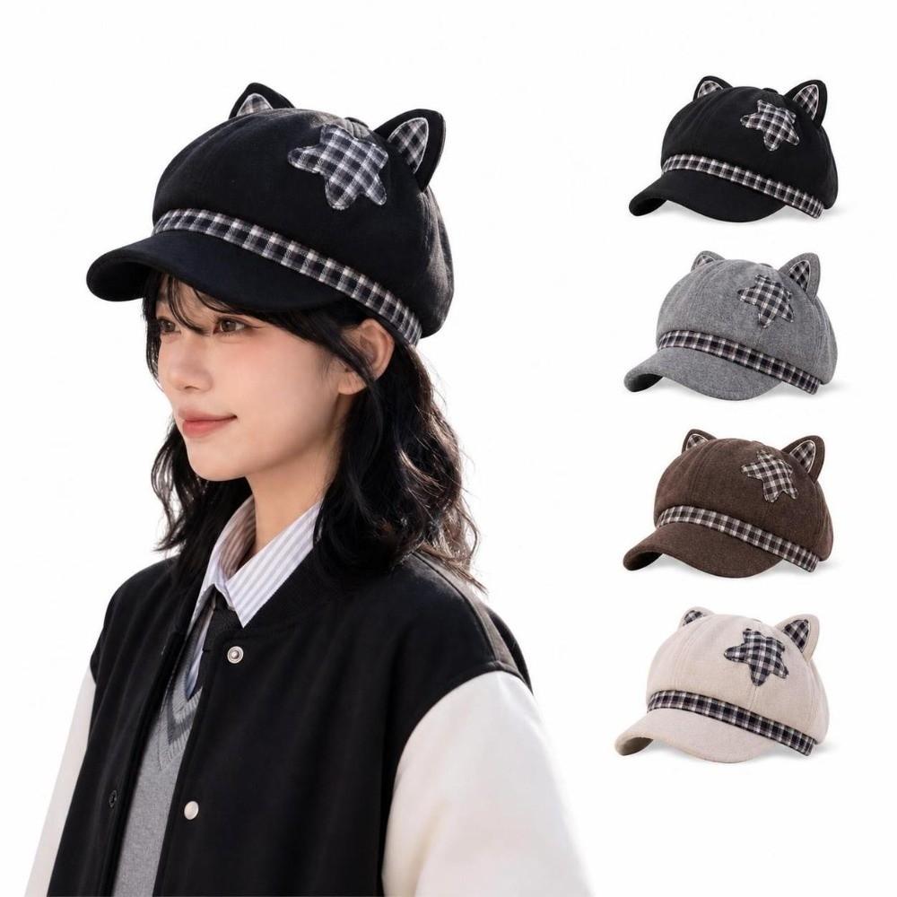 Cat Ears Women's Beret Anime Baseball Cap Fashion Newsboy Cap Autumn and Winter
