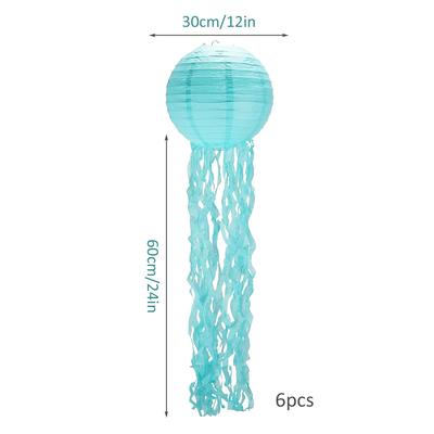 6PCS Jellyfish Paper Lanterns,Hanging Jelly Fish for Mermaid,Ocean Themed,Birthday,Party Under The Sea Party Decorations