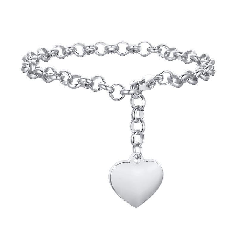 

Heart Chain Bracelet Role Link for Women Stainless Steel Gold Color Love Bangle Valentine Gifts Adjustable 15cm to 19cm
