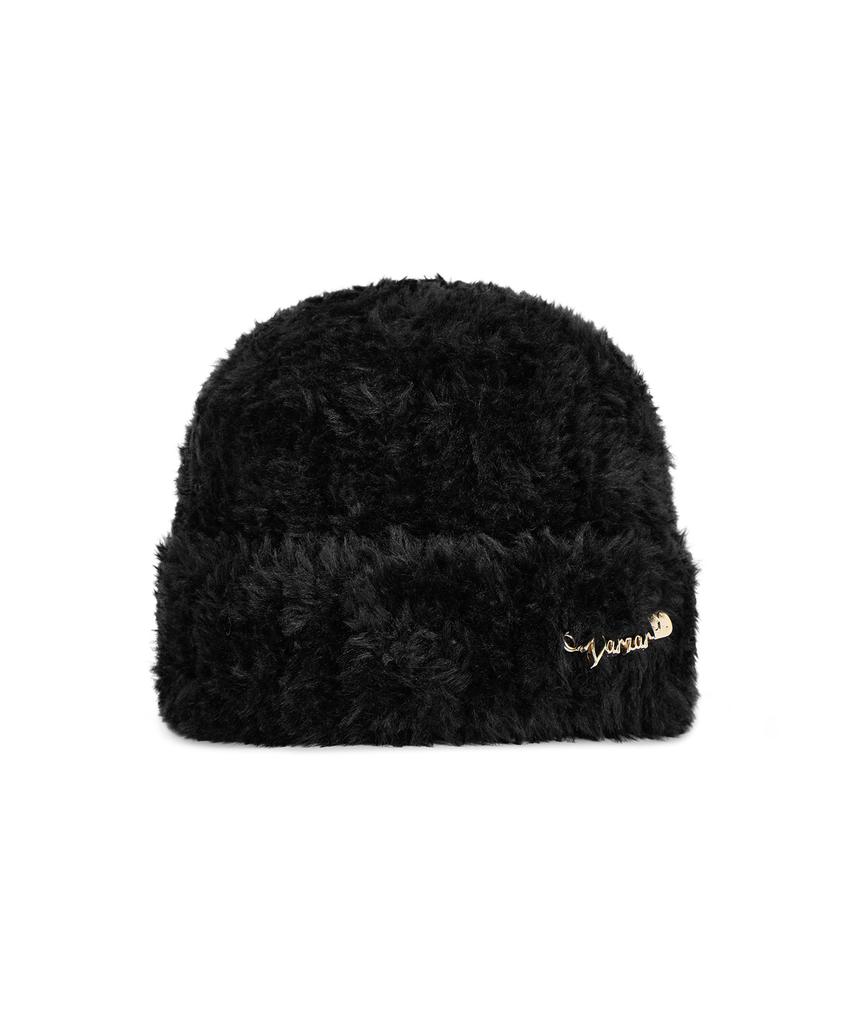 Bajal Safety Pin Fur Beanie Black