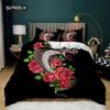 Snake Duvet Cover Wild Animal Comforter Cover Exotic Fairy Rose Twin Bedding Set African Wildlife Style Polyester Quilt Cover