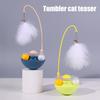 4-in-1 Interactive Cat Feather Toy for Indoor Cats Tumbler Cat Toy with Ball Track Catnip Ball Teasing Feather Kitten Exercise Toy for All Breeds