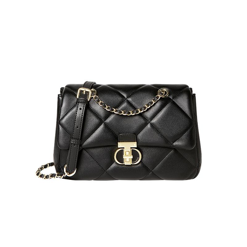 Mrs. Qiao Black Bag 2025 New Small Chain Bag Autumn Winter Women's Crossbody Bag Single Shoulder Genuine Leather Women's Bag