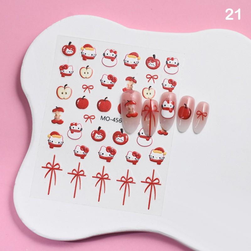 

Різдвяні Милі Мультяшні Бантики Дід Мороз Сніговик Ялинка Лось Сніжинка Наклейки для Нігтів Різдвяні Милі Декалі для Манікюру